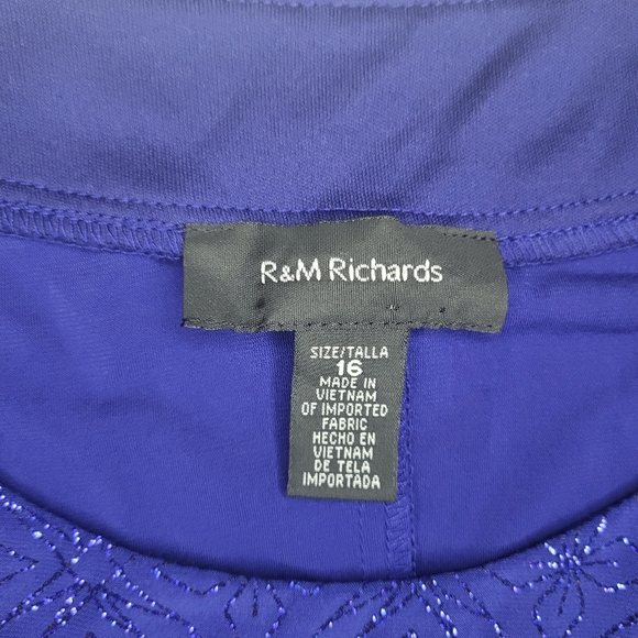 R&M Richards 3221 Sleeveless Evening Dress Royal Blue No Jacket Size 16 Knee - Picture 5 of 8